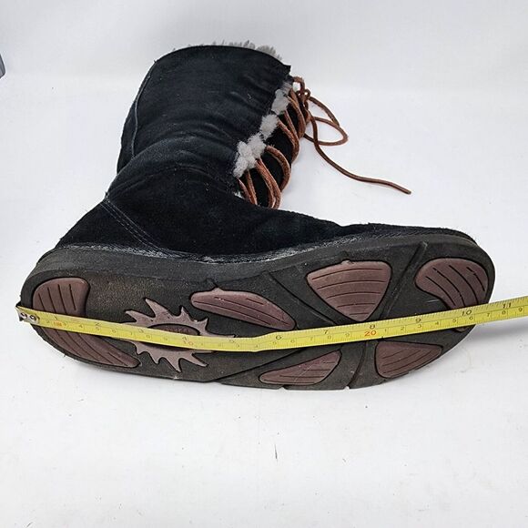 Ugg Uptown Boots Black‎ Suede Gray Shearling Lining Leather Lace Up Size 7 - Picture 7 of 13